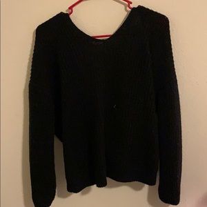Open back knot sweater